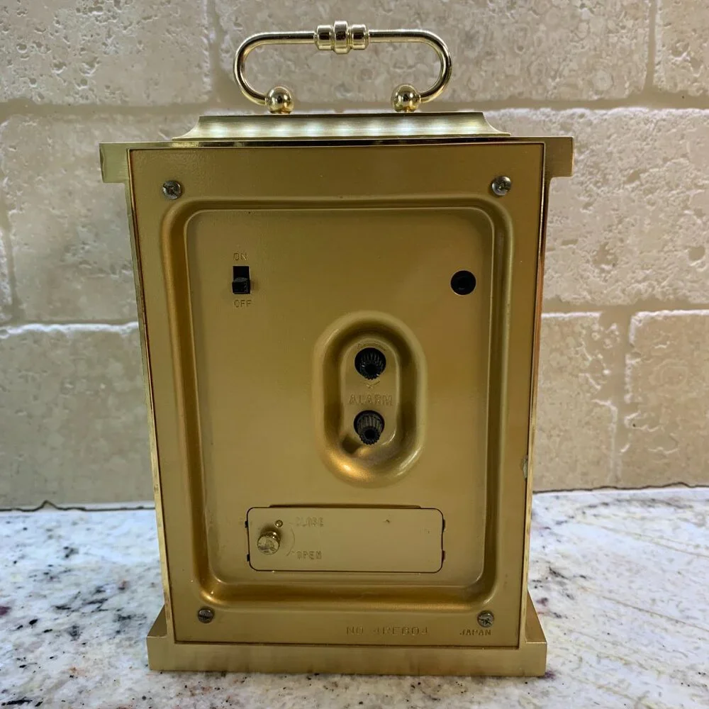 Vintage Bulova Carriage Clock Gold Desk Japan 4RE604